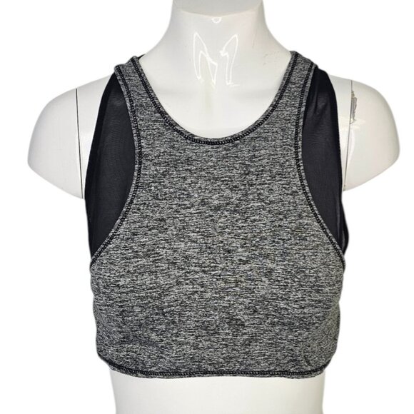Free People Movement Ace Layered Sports Bra, Mesh, Heathered Grey Black, Small - Picture 1 of 7